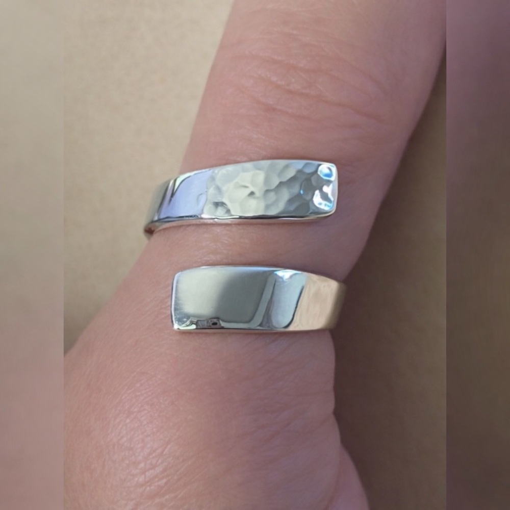Taxco Hammered wrap finger 925 silver ring Handmade Mexican jewelry